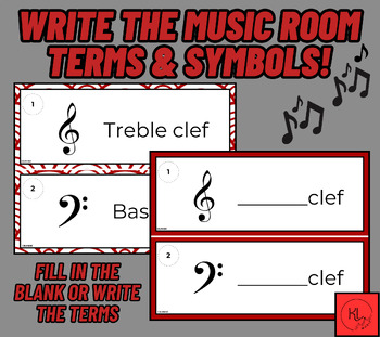 Preview of Write The Room: Musical Symbols and Terms! Fill-in-the-Blank or Write-In