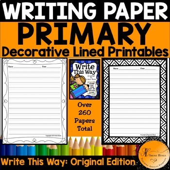 Writing Write This Way Decorative Printable Lined Writing Paper Set