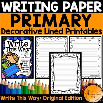 Preview of Writing Paper With Decorative Borders Primary Lined For Publishing & Centers