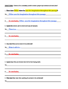 Preview of Write Topic Sentences & Conclusions - Common Core - Middle School