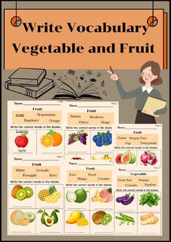 Preview of Write Vocabulary Vegetable and Fruit