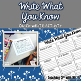 Write  What You Know- A Quick Write Activity for Writer's 
