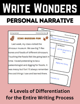 Preview of Write Wonders Personal Narrative Writing Process Differentiated Elementary ESL