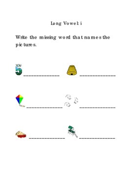 Preview of Write Words with Long Vowel i Kindergarten Phonics Sight Words