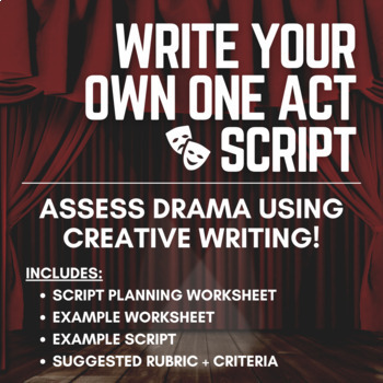 Preview of Write Your Own 1 Act Script - Drama Assessment *Google Drive* w/ Examples/Rubric