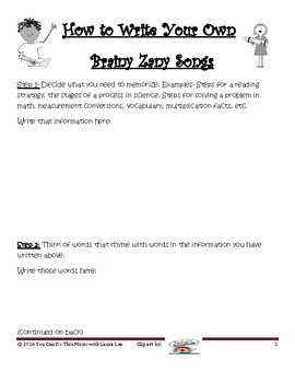 Preview of Write Brainy Zany Songs for Fun Review and Test Prep!