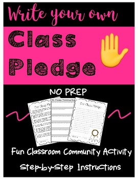 Preview of Write Your Own Class Pledge **No Prep** **Build Classroom Community**