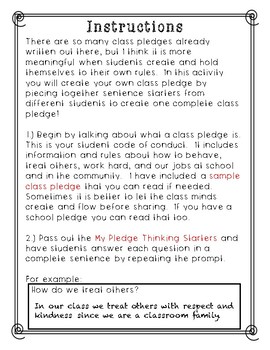Write Your Own Class Pledge **No Prep** **Build Classroom Community**
