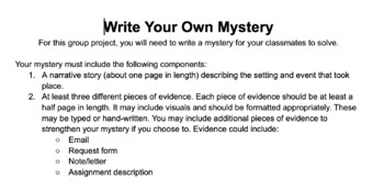 Preview of Write Your Own Mystery Writing Project