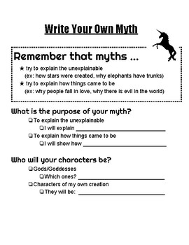create your own myth assignment examples