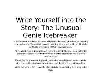 Preview of Write Yourself Into The Story: The Unusual Genie Icebreaker
