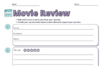 Preview of Write a Movie Review Lesson | Opinion Writing