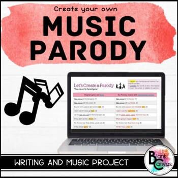 Preview of Write a Music Parody Project | Grade 4 and up
