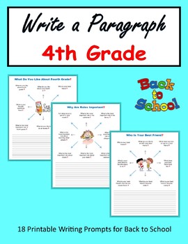 Preview of Write a Paragraph (4th Grade) - Back to School