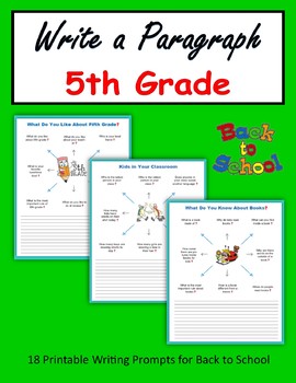 Preview of Write a Paragraph (5th Grade) - Back to School