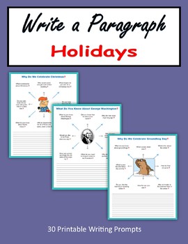 Preview of Write a Paragraph - Holidays