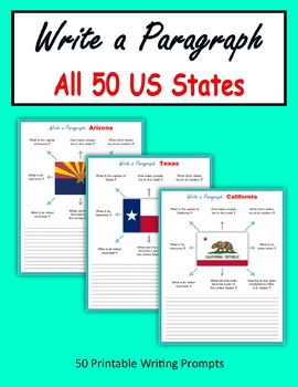Preview of Write a Paragraph - US States