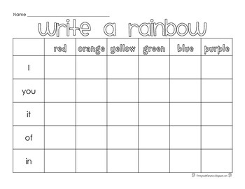 Write a Rainbow (A worksheet set using 220 first grade sight words