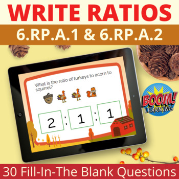Preview of Write a Ratio Boom Cards Fall Autumn Distance Learning