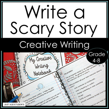 Preview of Write a Scary Story: Creative Writing Notebook Activities Print and Digital