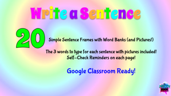 Preview of Write a Sentence- Simple Sentence Frames w/ Word Bank
