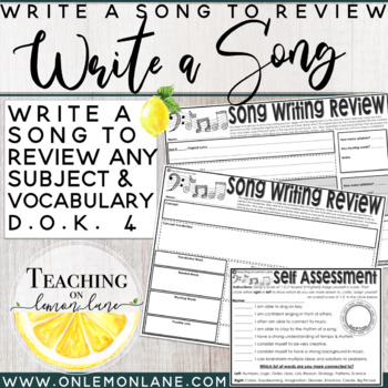 Preview of Write a Song to Review Concept / Music Arts Integration *ANY SUBJECT ( DOK 4)