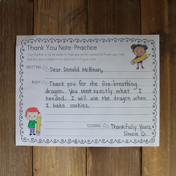 Roll to Write: Writing a Thank You Note by Tip-Top Printables | TpT