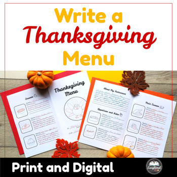 Preview of Write a Thanksgiving Menu - Fun Descriptive Writing Activity - Fall and Autumn