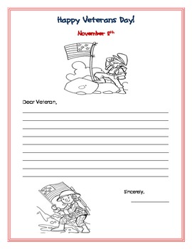 Write a letter to a veteran Veterans Day writing Activity being thankful