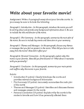 write about your favorite movie essay