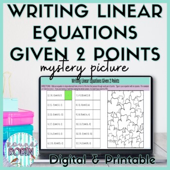 Preview of Writing an Equation in Slope Intercept Form Given Two Points Activity