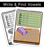 Write and Find Vowel Worksheet - B&W/COLOR/Answer Key