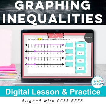 Preview of Write and Graph Inequalities Digital Math Lesson and Practice 6EE8 Activity