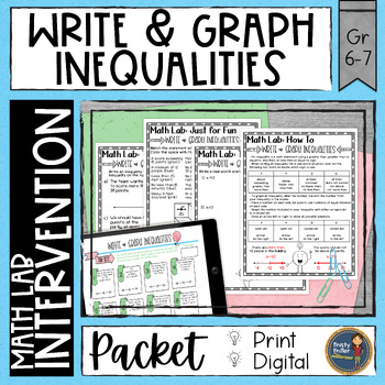Preview of Write and Graph Inequalities Math Activities Lab - Math Intervention - Sub Plans