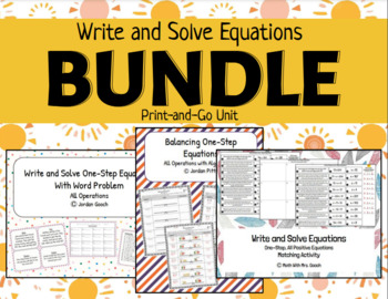 Preview of Write and Solve One-Step Equations Bundle