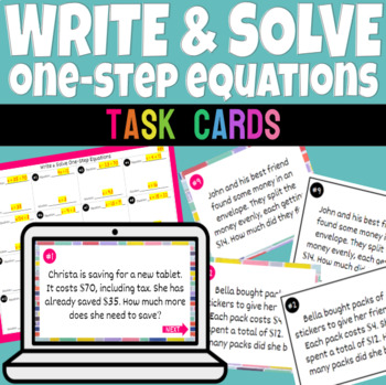 Preview of Write and Solve One-Step Equations with Word Problems