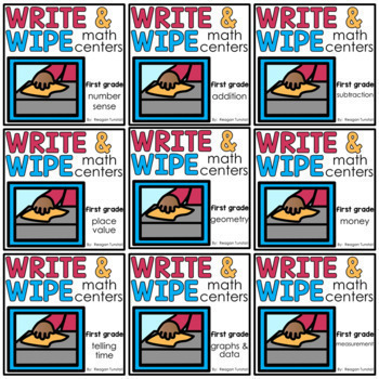 Preview of Write and Wipe Math Centers First Grade Bundle