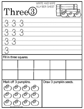 Write and Wipe Number Sheets - Counting Pumpkins by Mary's Room | TpT
