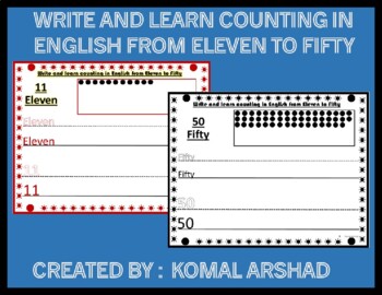 Preview of Write and learn counting  in English from (Eleven to Fifty) 11 to 50