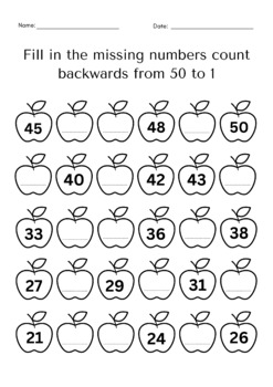 Write backward counting 50 to 1 Worksheet - skip counting backwards ...