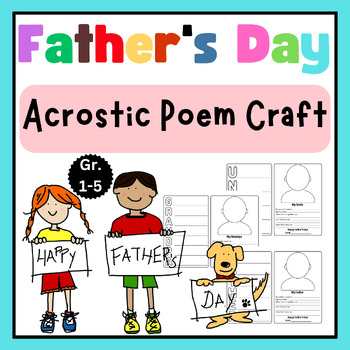 Preview of Write from the Heart: Father's Day Acrostic Poem Craft (Grades 1-5)- End of Year