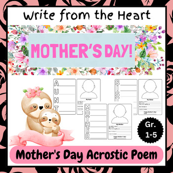 Preview of Write from the Heart: Make Mom a Poem (Grades 1-5)- Mother's Day & End of Year