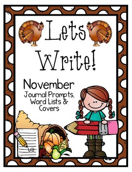 Preview of Write it! November Journal Prompts, Word Lists, and Cover Pages