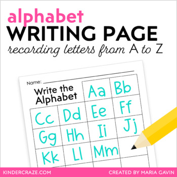 write the alphabet grid by maria gavin from kinder craze tpt