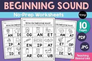 Preview of Write the Beginning Sound Worksheets