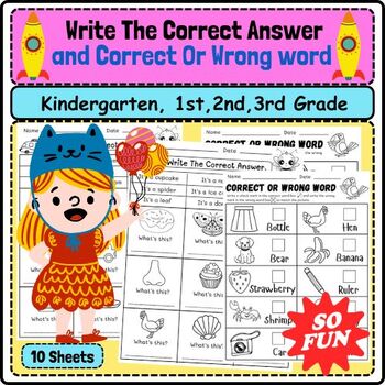 Preview of Write the Correct Answer to Matching Picture Worksheets !! for Kindergarten-3rd