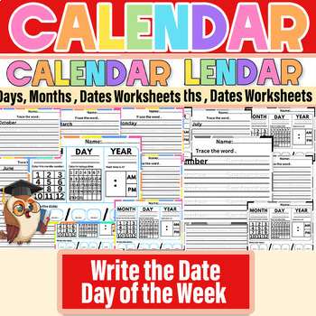 Preview of Write the Date and Day of the Week Black , white & Color|Write the Date Practice