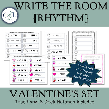 Preview of Write the Music Room: Rhythm - Valentine's Day Set