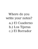 Write the Room Activity About School Supplies in Spanish/English