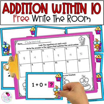 Preview of Addition to 10 - Math Write the Room - FREE